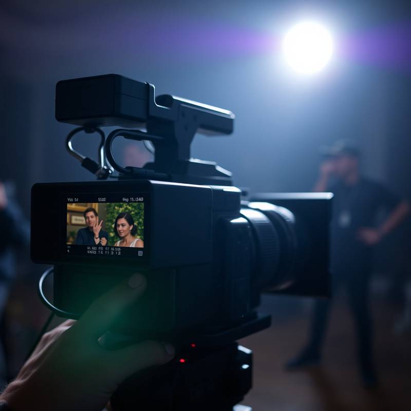 Billede af et filmkamera under optagelse, der illustrerer uddannelsen i cinematografi